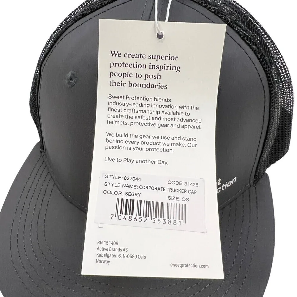 NWT Sweet Protection Adjustable Snapback Corporate Trucker Cap Stone Gray
